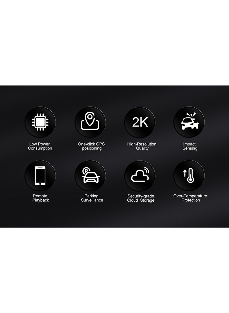 كاميرا داشكام ZM4 ثنائية العدسة بدقة 2K 1080P، أمامية وخلفية، مزودة بتقنية 4G Live، تتبع GPS، رؤية ليلية، تحكم عن بعد، تحكم عبر تطبيق، تسجيل متواصل، بطاقة ذاكرة SD سعة 64 جيجابايت مرفقة - Image 4